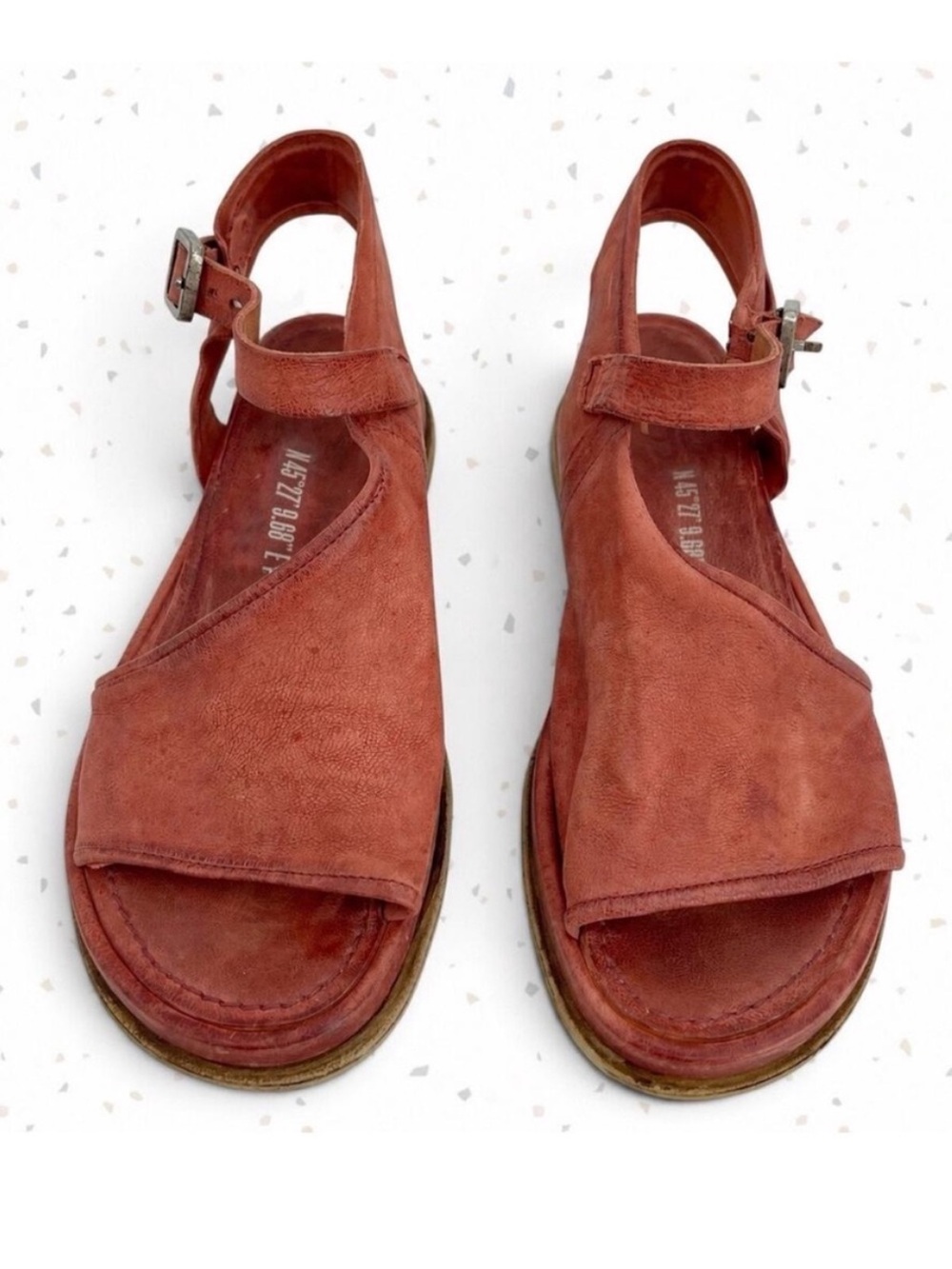 A.S.98 Phil Sandals Rust Red Orange Leather Boho Earthy Festival Flats Size 38